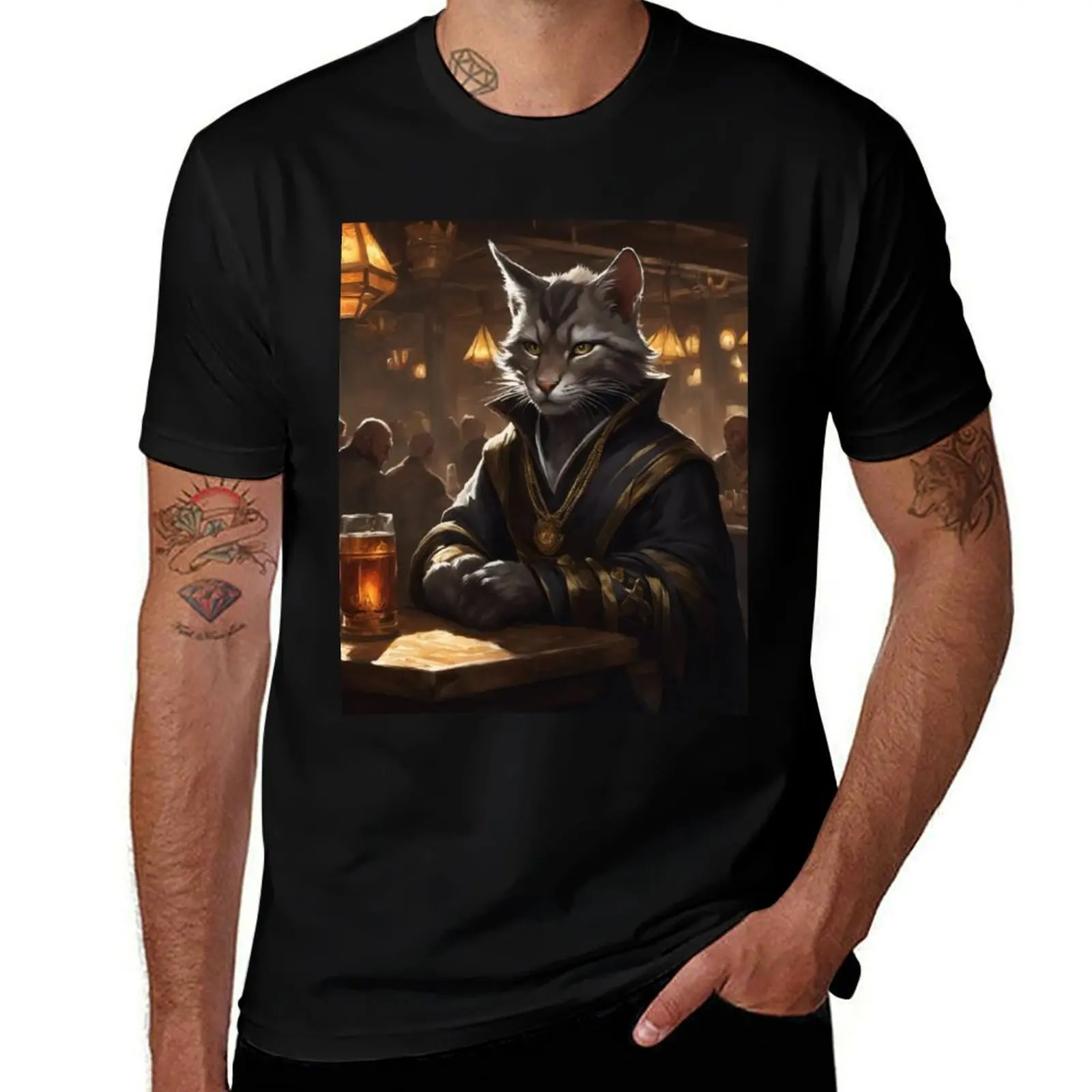 

Cat wizard enjoying a beer T-Shirt new gifts and t-shirts anime stuff customs graphics plain black t shirts men