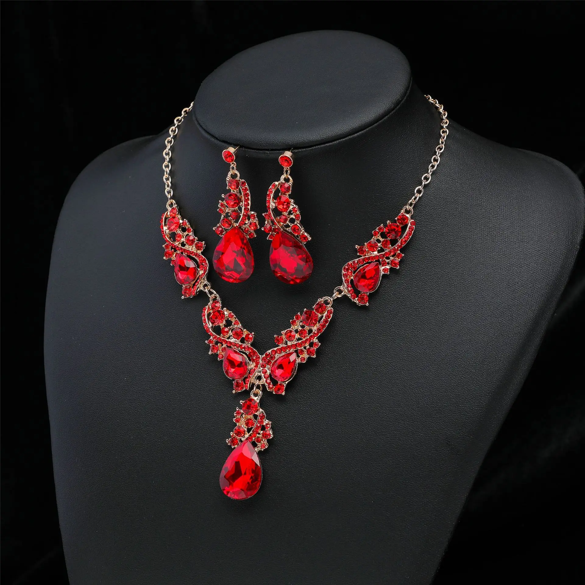 KMVEXO Fashion Multiple Crystal Prom Wedding Jewelry Sets for Women Accessories Peacock Necklace Earrings Bridal Jewelry Sets