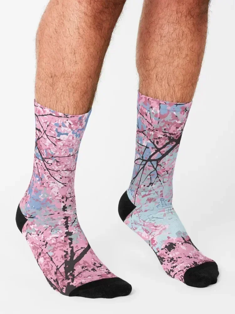Cherry Blossoms Socks christmass gift Lots FASHION with print Men Socks Luxury Brand Women's