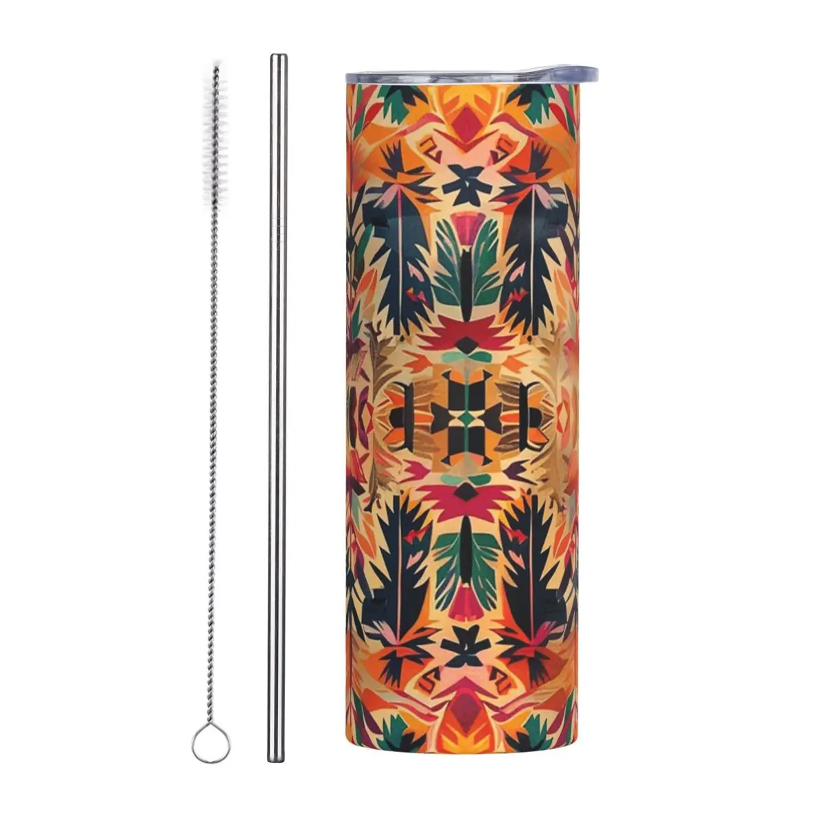 Tribal Bohemia Stainless Steel Tumbler Vacuum Insulated Mug Thermal Cold Bottle Straw With Lid 20oz