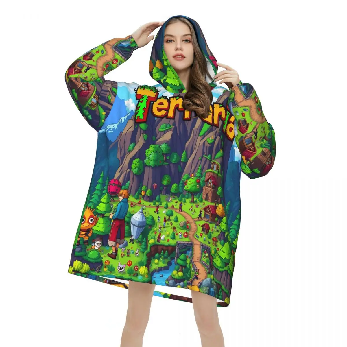 Terrarias Wearable Blanket Hoodie as Gifts for Women Men Warm Cozy Oversize Blanket Sweatshirt Thick Fleece Hooded Blanket