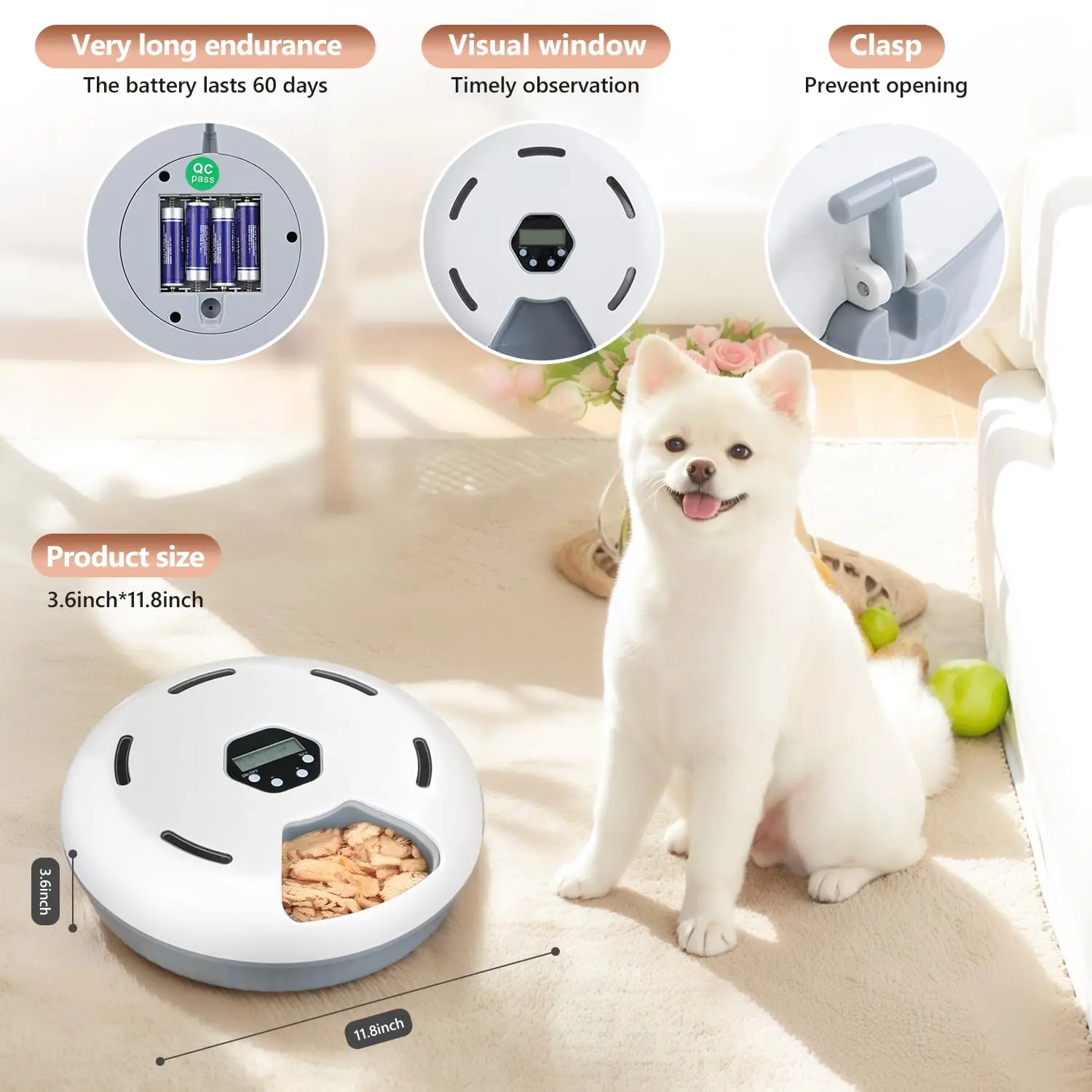 التلقائي 6 وجبات الكلب القط الجاف الرطب الغذاء موزع توقيت تغذية الحيوانات الأليفة السلطانيات الأطعمة الطازجة المبردة الحاويات اللاسلكية تغذية الحيوانات الأليفة