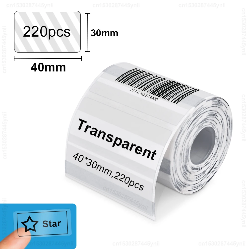 E210 Label Paper Transparent White Adhesive Label Sticker for E210 Bluetooth Thermal Label Printer P50 Phomemo M110 Label Maker