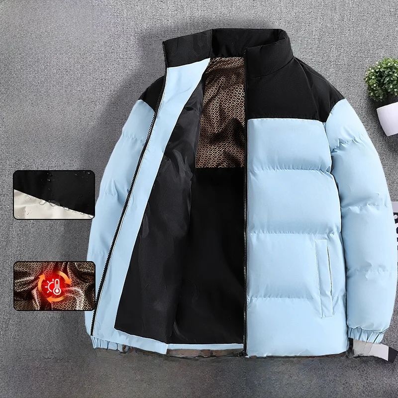 

Теплое мужское пуховое хлопковое пальто Jaet, осень-зима, модное городское пальто на молнии с украшением, свободное длинное пальто с воротником-стойкой све