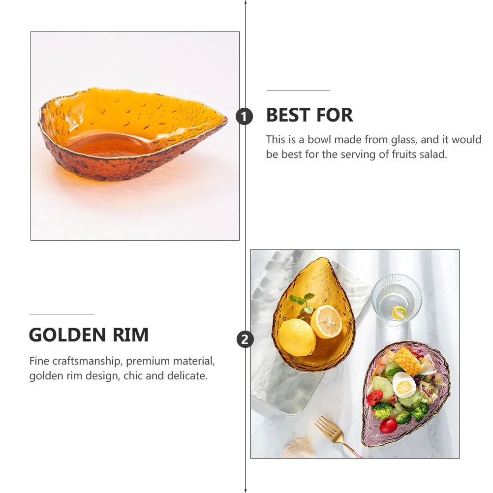 

1Pcs Glass Bowl Golden Rim Stylish Fruit Salad Plate Serving Dish for Breakfast Dessert Snack Fruit Bowl Home Tableware