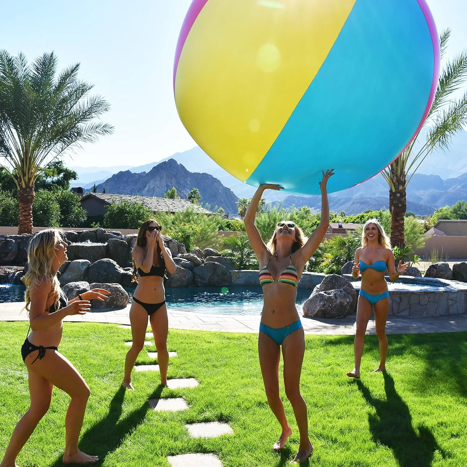 Giant Inflatable Beach Ball - Choose 'Merica or Classic Design - Extra Large Jumbo Beach Ball with Patch Repair Kit Included