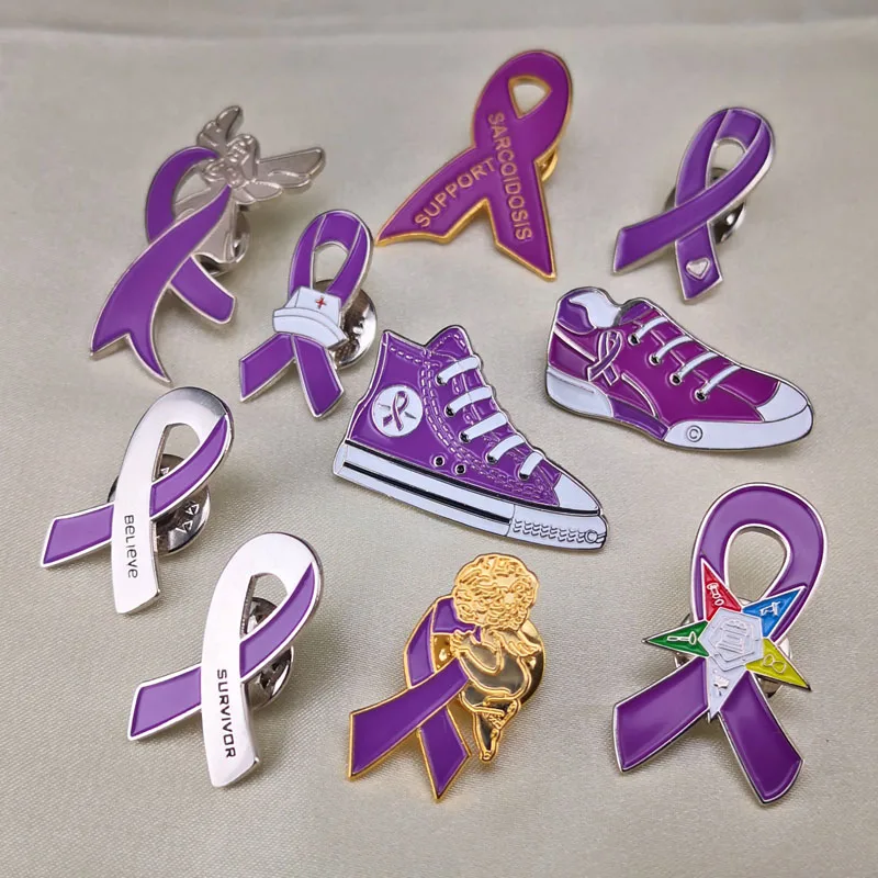 General Cancer Awareness Eastern Star OES Sports Sneaker Shoe Nurse Hat Believe Survivor Herat Angel Lavender Ribbon Lapel Pins