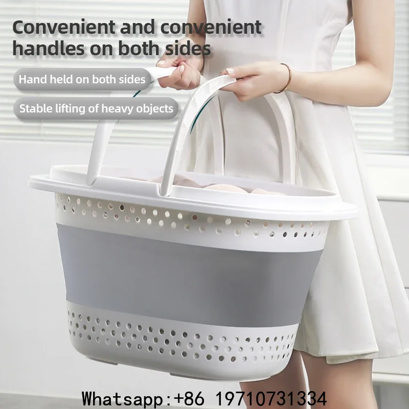 Collapsible Plastic Laundry Basket Folding Pop Up Bathroom Dirty Clothes Basket Household Plastic Large Storage Container