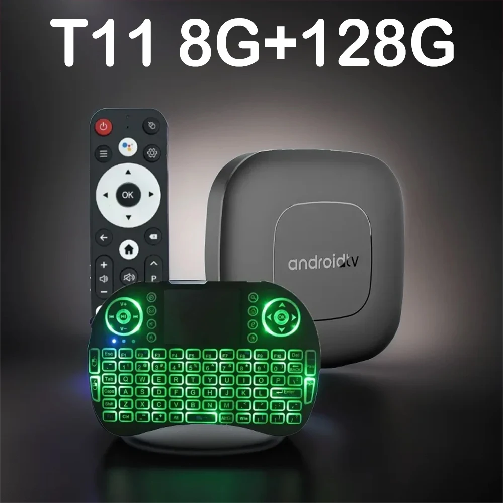 New T11 Smart TV Box Wifi Android 14 8K 4K 3D Media Player TV Box Android 2.4G&5G Very Fast 1080P Set Top Box Netflix Streaming