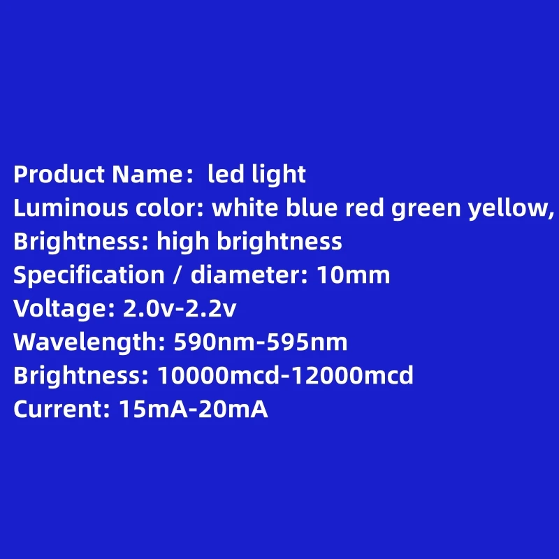 슈퍼 브라이트 LED 비즈, 10mm 발광 다이오드, 화이트 헤어, 레드 라이트, 에메랄드 그린, 옐로우, 블루 헤어, 블루, 옐로우 그린, 10 개