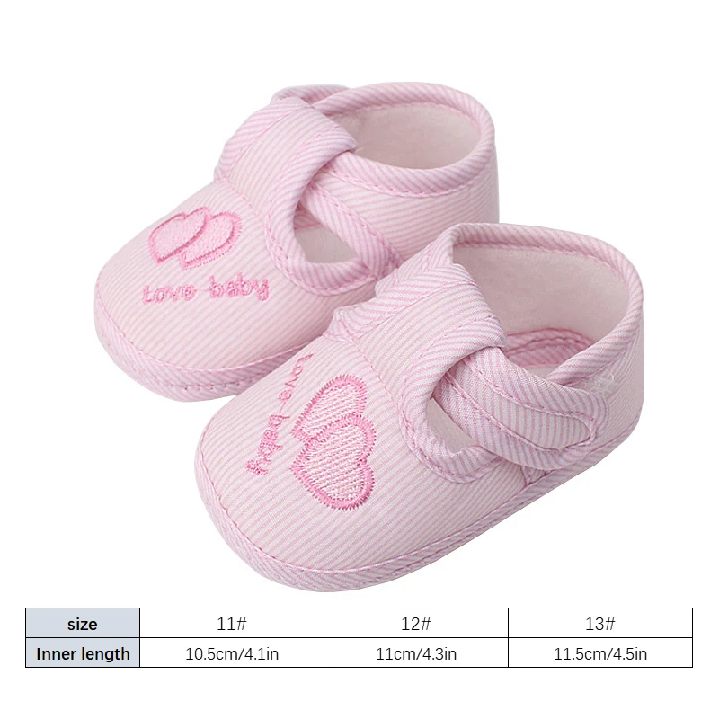 Bottom Cotton Shoes Anti Slip Baby Sneakers 0-1Year Kids First Walkers Heart Embroidery Spring Autumn Children Soft Soled Shoes