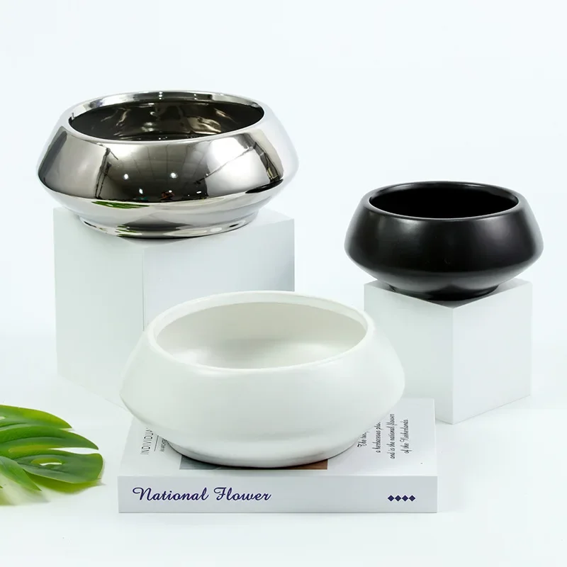 Ceramic Flower Pots Silver Flower Vase Large Succulent Planter Pots Flowerpots Garden Accessories Balcony Decorations