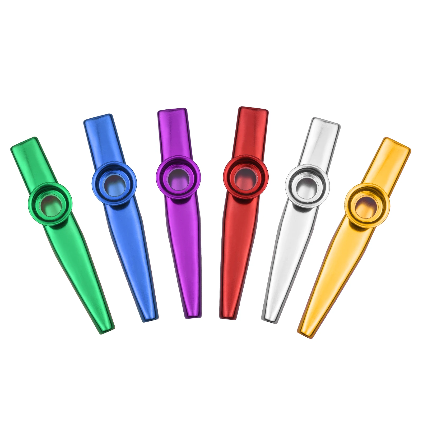 ammoon 6pcs Aluminum Alloy Kazoo Musical Instrument for Child Adult Beginner Multicolor Kazoo Music Instrument