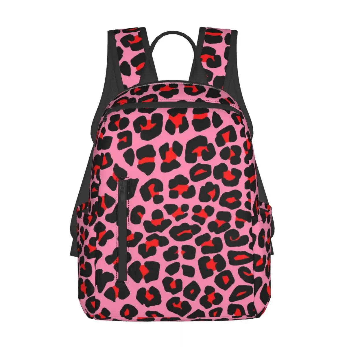 

Red Leopard Print Spots On Pink Backpack Daypack Large Capacity Boys Girls BookBag School Bag Shoulder Bags for Men Women