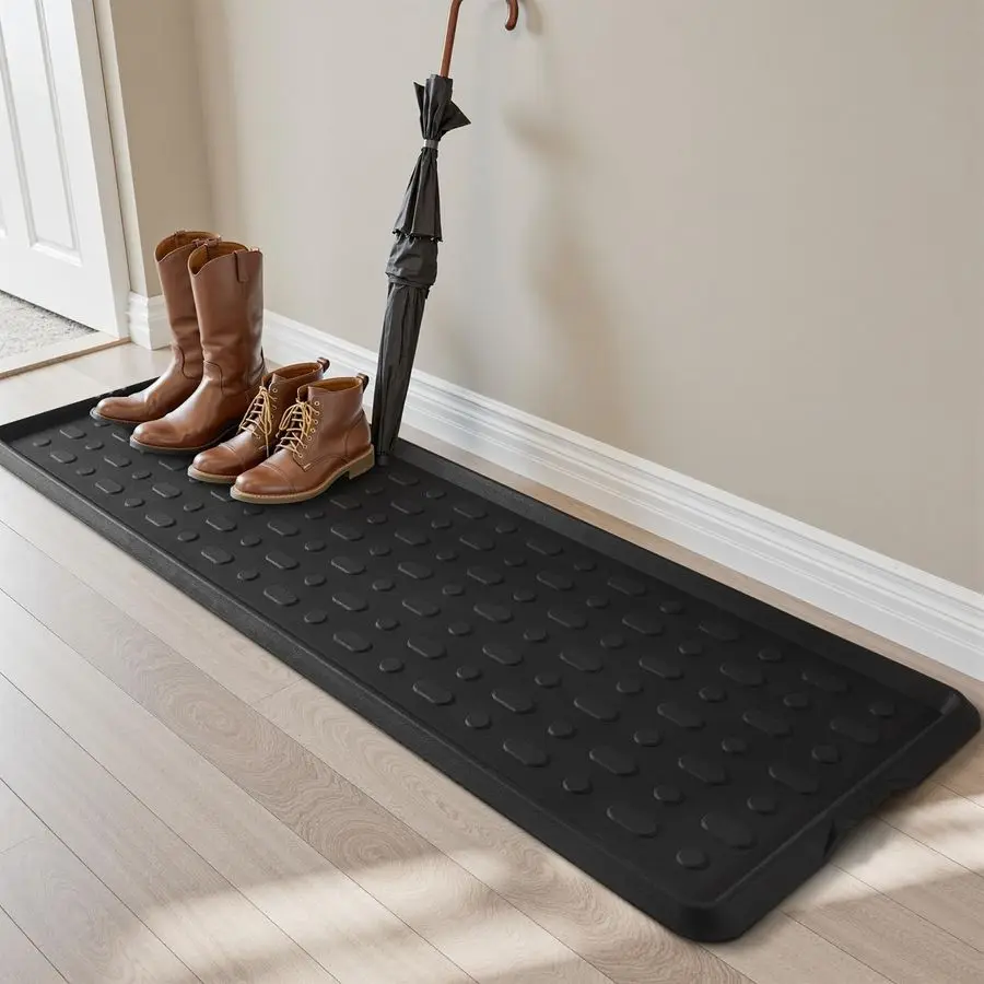 

Durable Rubber Boot Tray and Shoe Mat for Entryway Heavy Duty Waterproof Shoe Tray Organizer, Non Slip Boot Trays for Front Door