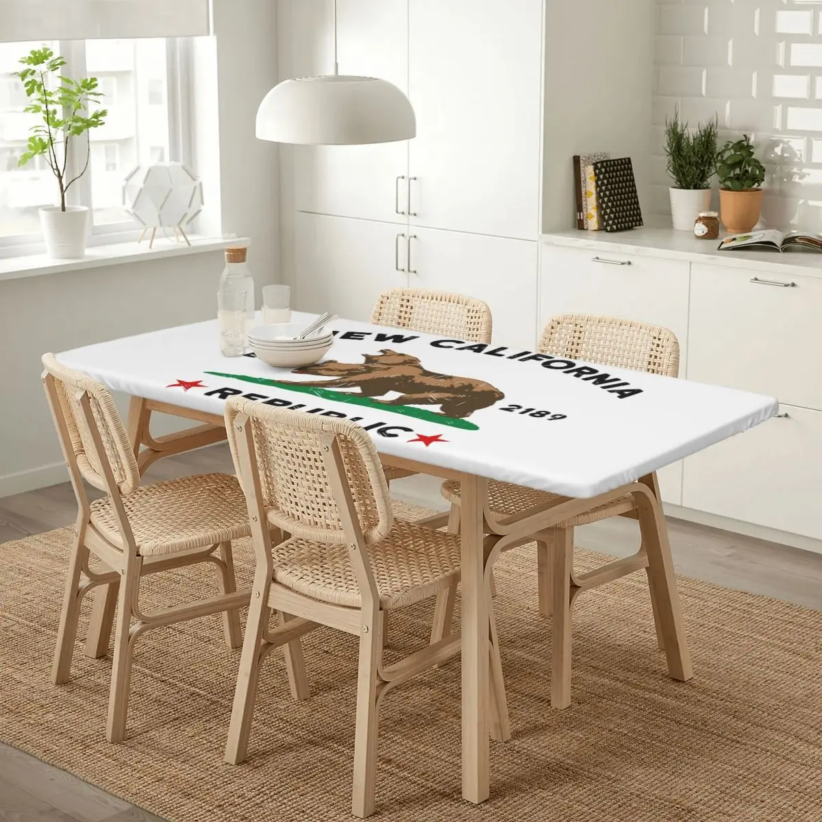 New California Republic Custom Rectangular Tablecloth Waterproof Table Cover for Dining Events Table Cloth