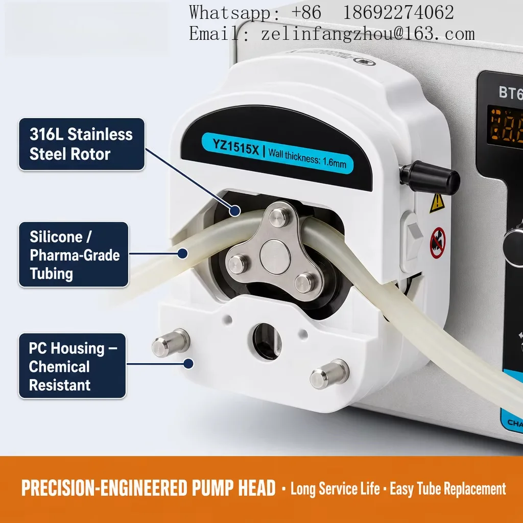 Laboratory Peristaltic Pump BS300B BS600B 0.1-600rpm Digital Dosing 0.007-2280ml Min 0.5% Accuracy Precision Lab Pro
