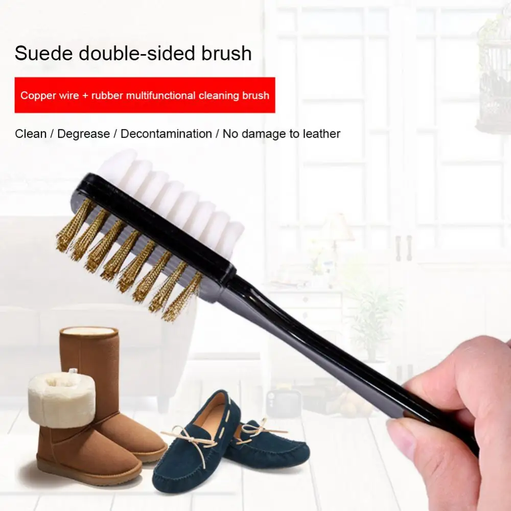 2-sided Cleaning Brush Steel With Plastic Durable Multi-functional Shoes Brush Tools Eraser Set Fit For Suede Nubuck Shoes