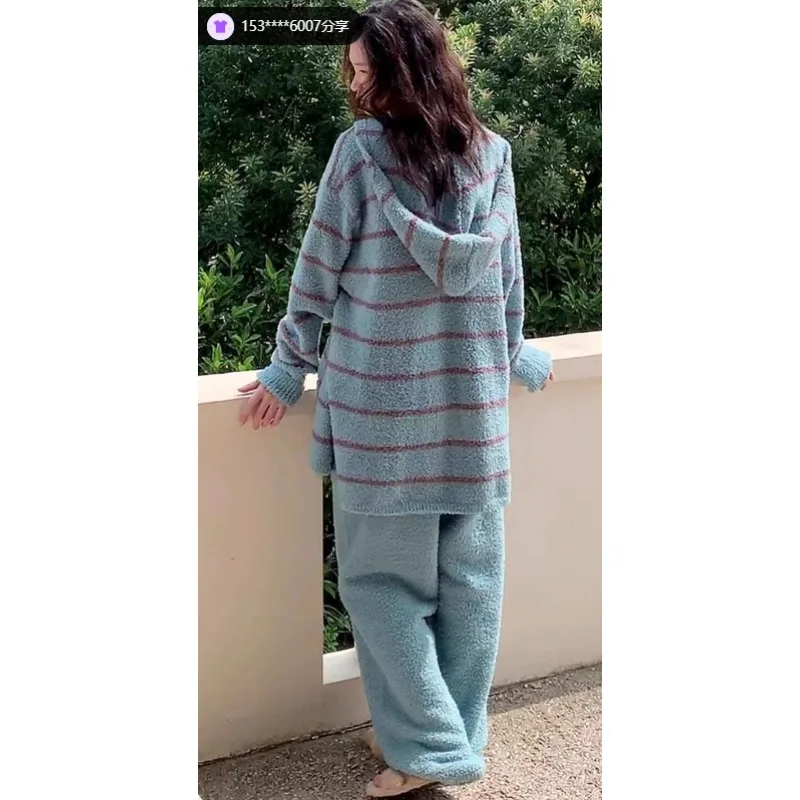 نصف حافة بيجامة مخملية المرأة الخريف والشتاء مثير ثلاث قطع مجموعة 2026 جديد رغبة نقية الجلد ودية المخملية المتسكعون مجموعة