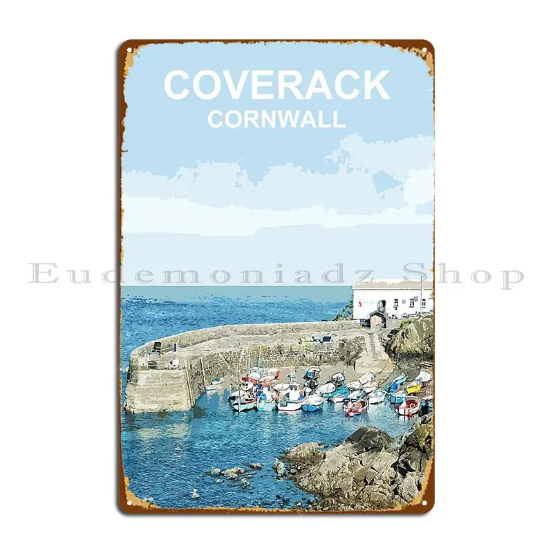 Coverack Cornwall England Summer Seaside Harbour Landscape Metal Sign Club Custom Customize Funny Plaques Tin Sign Poster