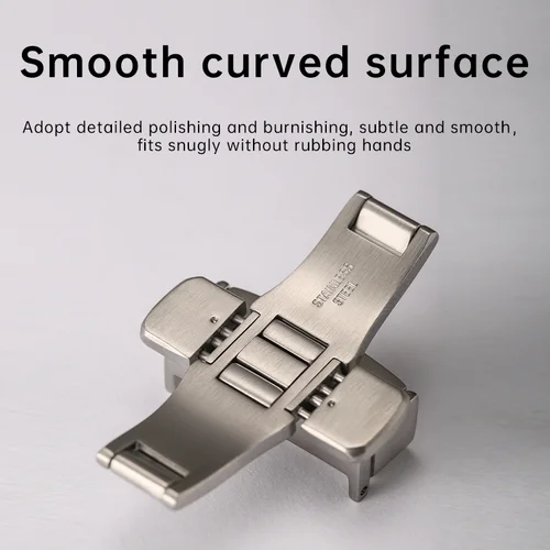 Imagen 2 del producto Maikes 18 mm 20 mm Hebilla de mariposa Cierre de reloj de acero inoxidable 316L Hebilla de correa de cuero