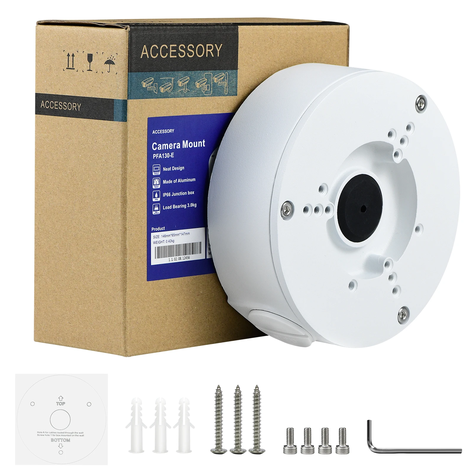 Dahua original Metal waterproof Junction box DH-PFA130-E For Dahua Amcrest Turret Bullet  IP Camera