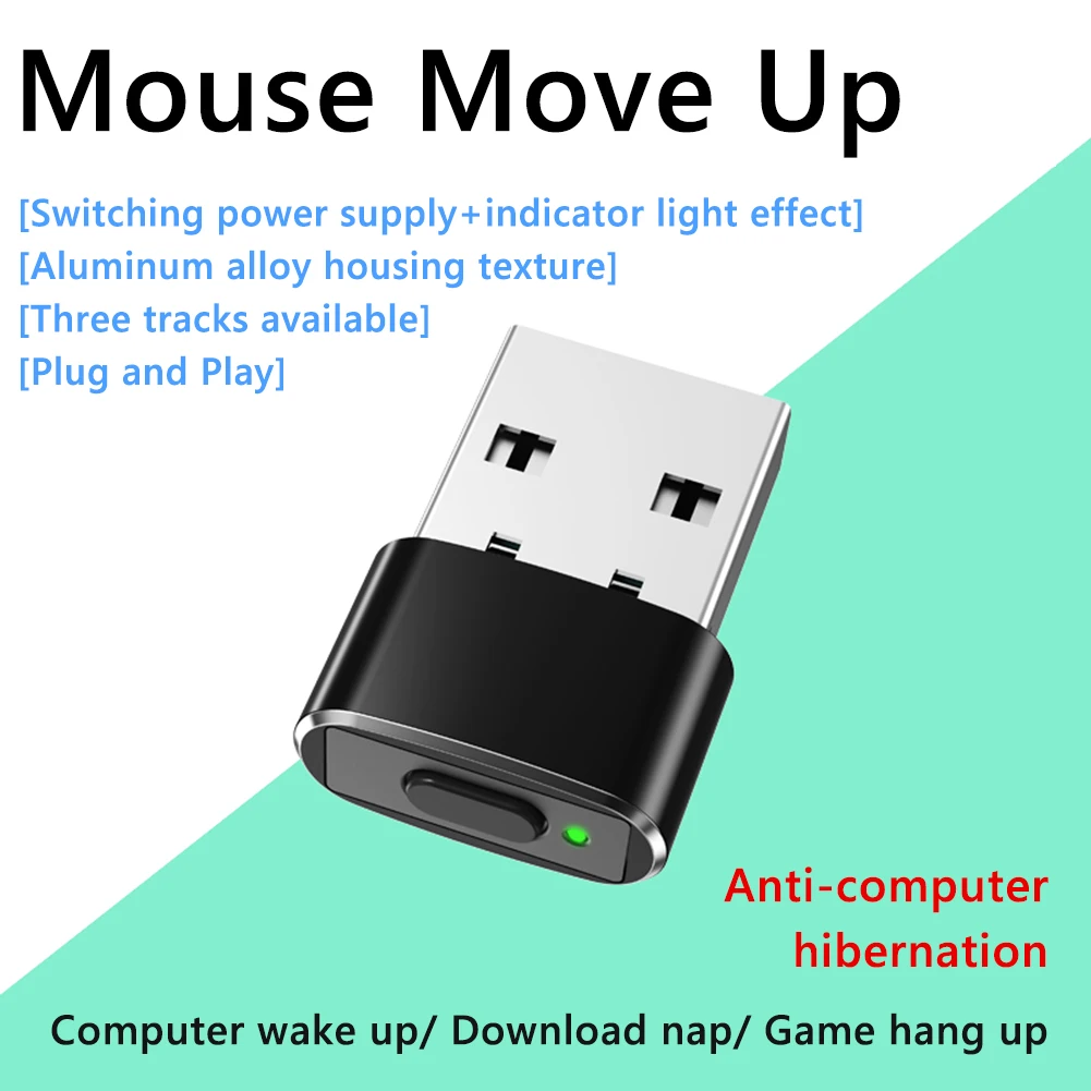 Mini Automatic Mouse Jiggler Mover ON/Off Button USB Automatic Move Cursor Shaker Undetectable Plug and Play for Laptop Desktop