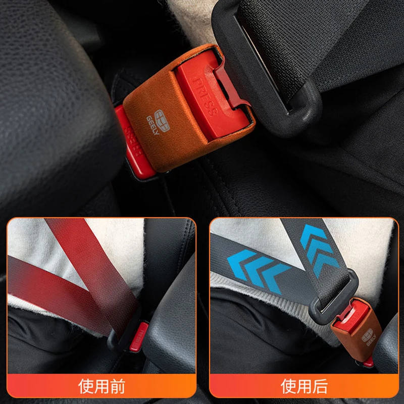 New Car Suede Safety Belt Buckle Extension Thick Plug Extender For Geely coolray emgrand ec7 2023 manjaro atlas pro geely gx3