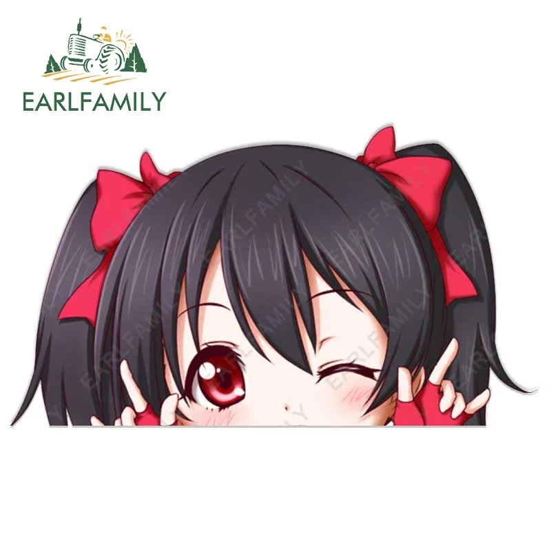 EARLFAMILY 13cm x 7.4cm for Zerochan Peek Waterproof Car Stickers Campervan Decal Graffiti Windows Trunk Motorcycle Sticker