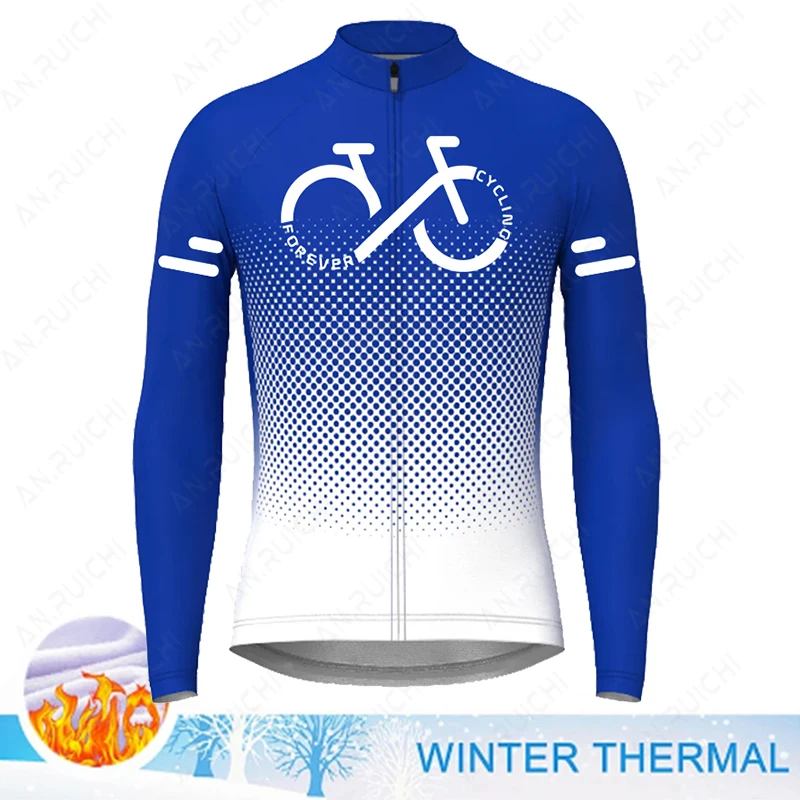 Gradient Color Series Cycling Jersey 2023 Winter Fleece Men Long Sleeve Cycling Clothing MTB Road Bike Shirts Warm Bicycle Wear