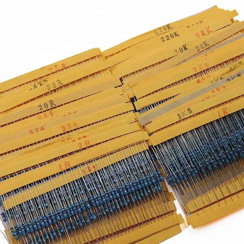 130ค่า X20pcs = 2600Pcs 1/6W = 1/8W 0.125W ฟิล์มโลหะ1% assorted ชุด Resistors Assortment ชุด1R 100R 2K 2.4K