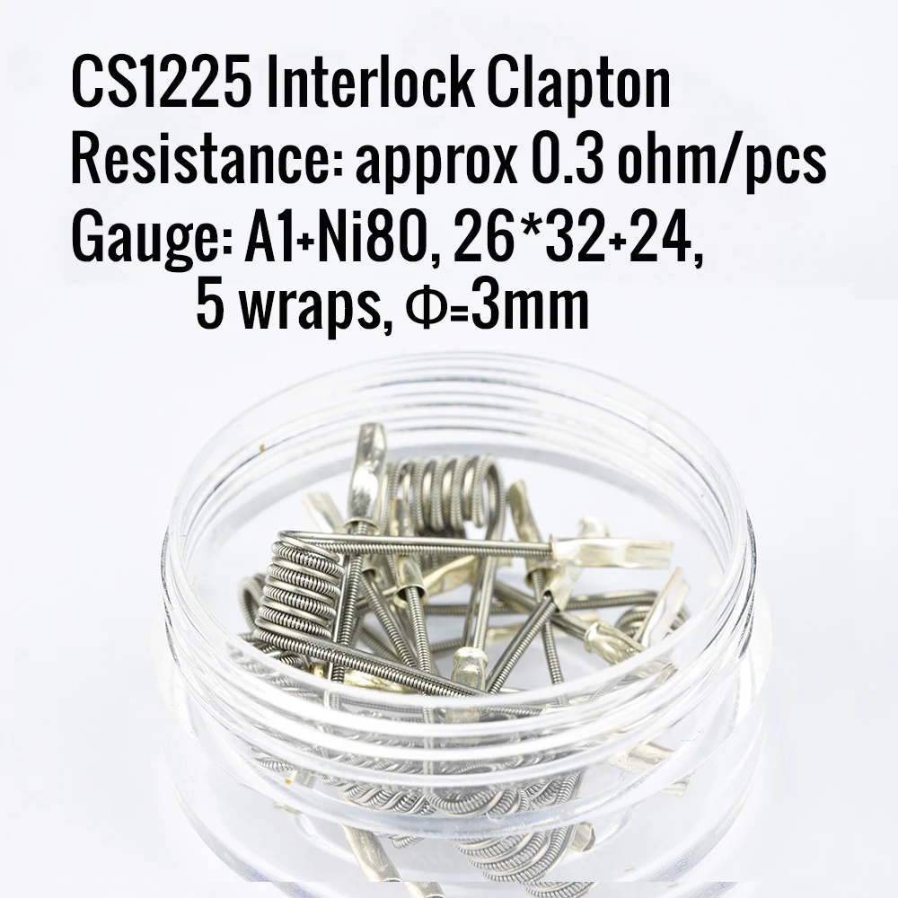 2Type 10pcs Pro Coil Wire Premade Clapton Parallel 0.3ohm Interlock Clapton for RDA Rebuildable Heating