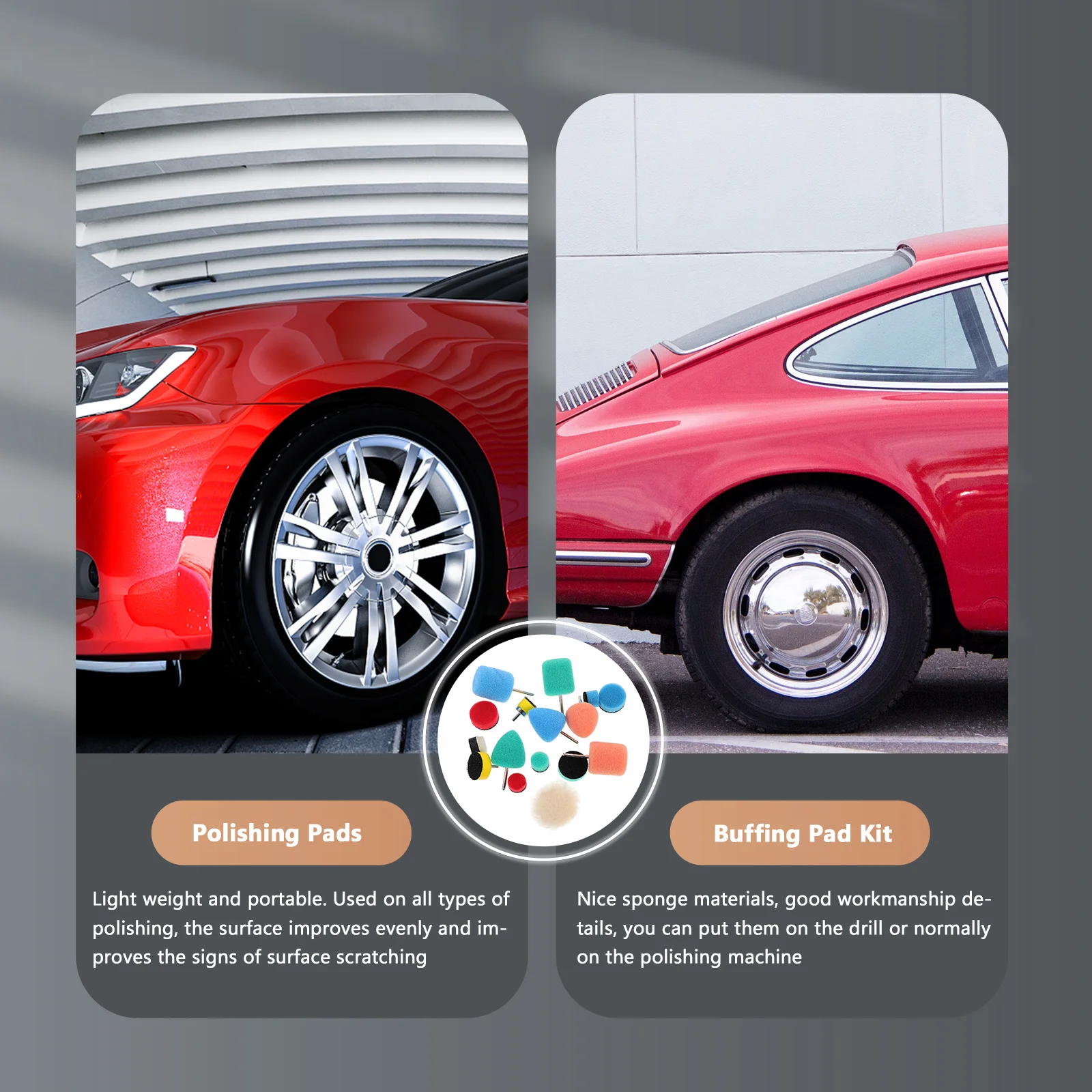 

16Pcs Sponge Buffing Wheel Kit Car Polishing Pads Auto Detailing Mop Car Polishing Wheel Buffing Pad Kit Polisher Equipment