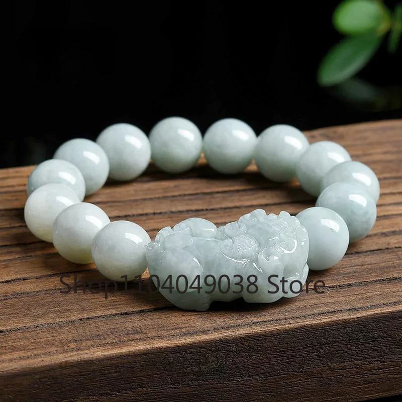 

Myanmar A-goods Jade Brave Bracelet Hand-carved Simple Exquisite Ice Jade Bracelet Men and Women Holiday Gift