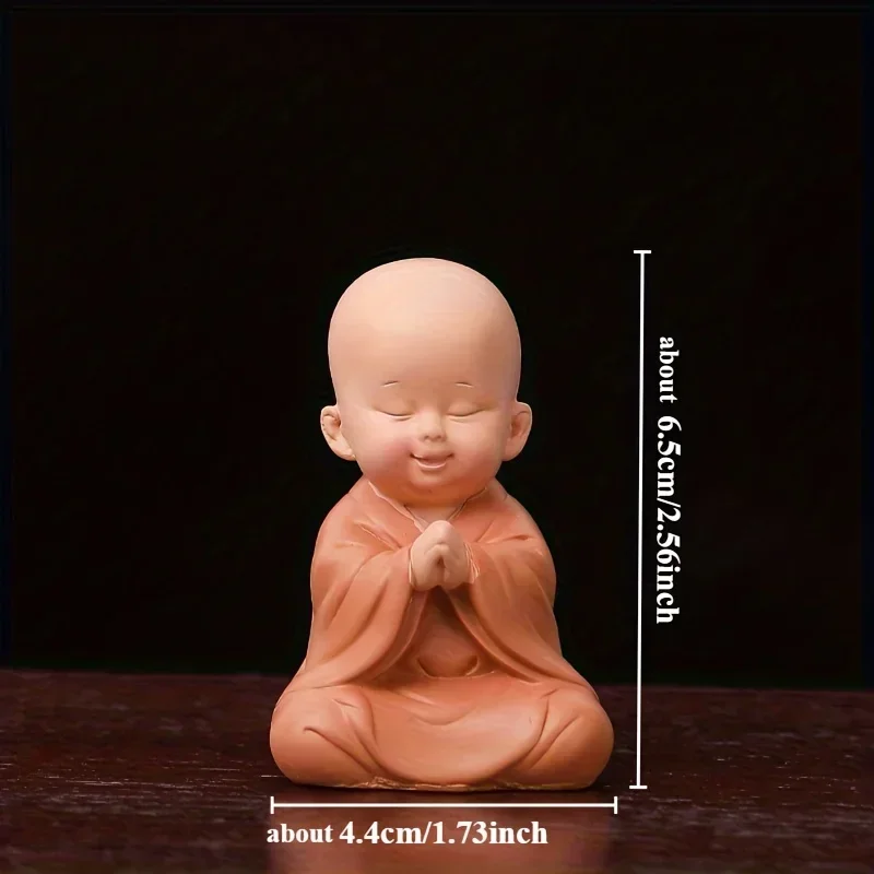 Cute Small Monk Status Figurines Religion Buddha Resin Crafts Desk Miniatures Ornaments Accessories Home Decor Car Decoration