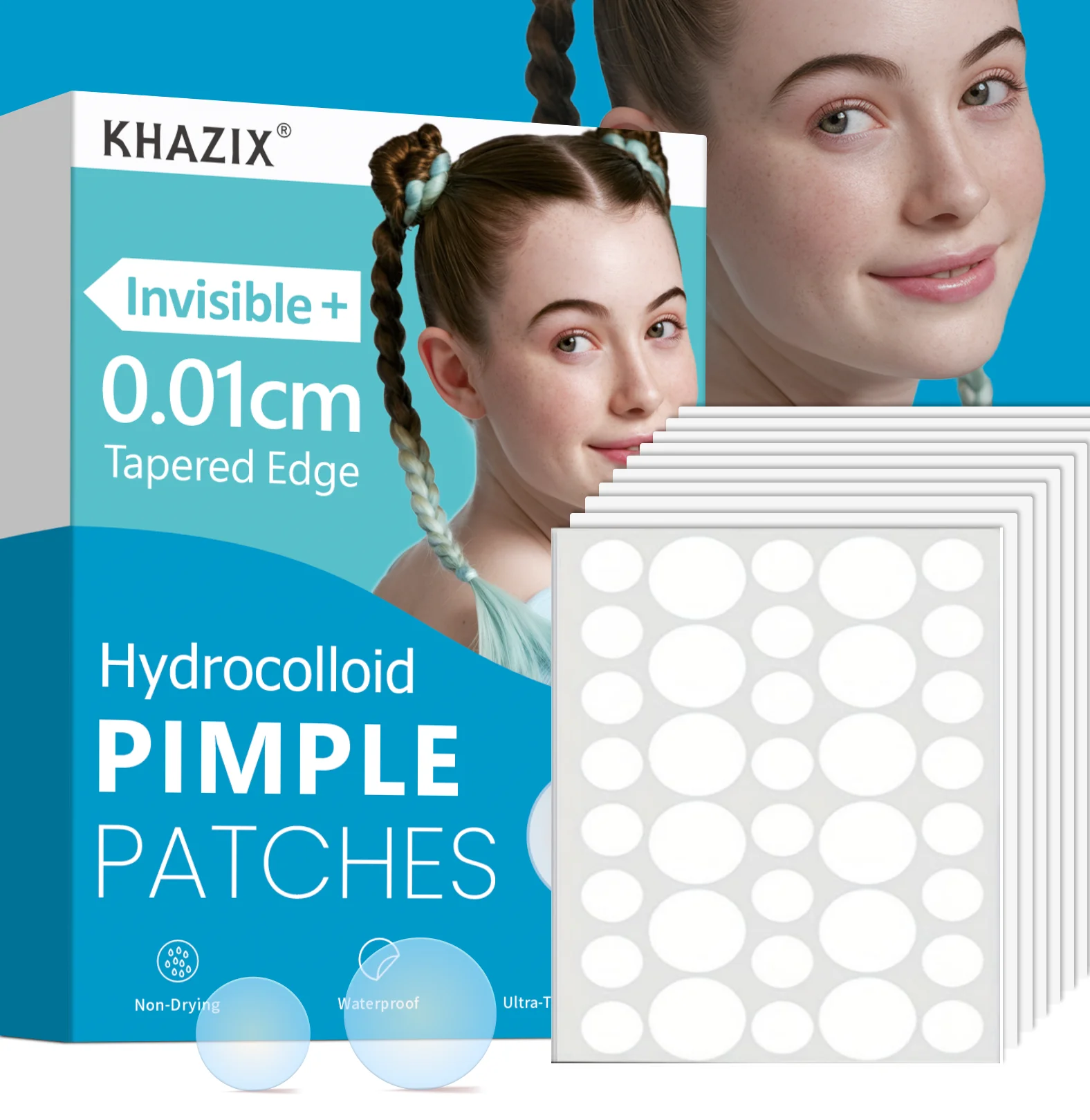 108 قطعة من رقعة حب الشباب الدائرية والنجمة - غرواني مائي، مقاومة للماء