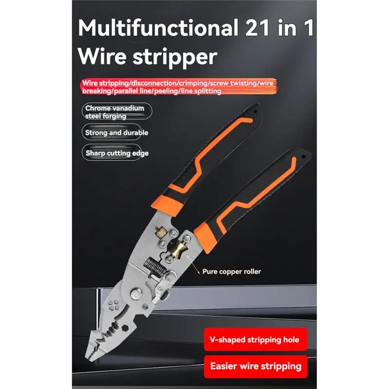 FAST-21 Copper Wheel Multifunctional Wire Stripping Pliers For Wire Splitting,Peeling,Pressing,Winding,Electrician Wire Split