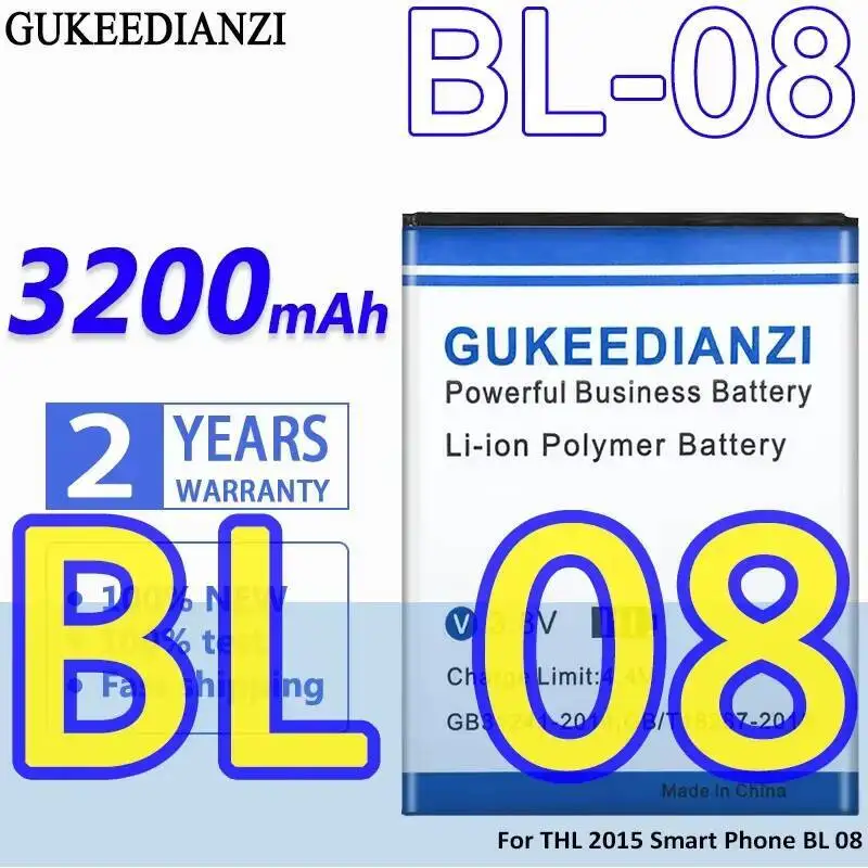 

Mobile Phone Battery BL-08 For Thl 2015 Smart BL 08 High Compatibility Lightweight 3200Mah