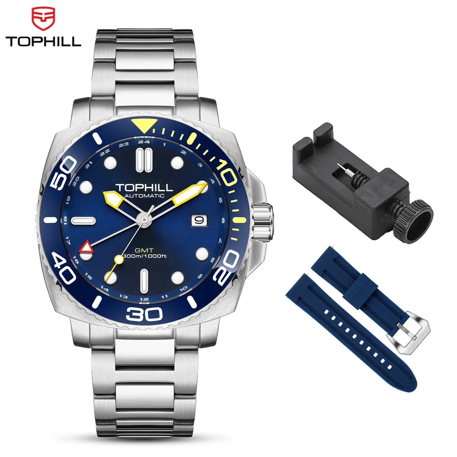 

TOPHILL NH34 Автоматический механизм Submariner Наручные часы Дайверские часы 300M Мужские часы Механические часы GMT