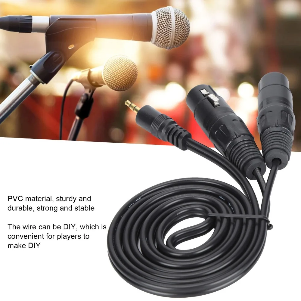 Thickened PVC Jacket 3.5mm to Dual 3PIN XLR Female Microphone Cable Flexible Plug and Play Y Splitter Cable