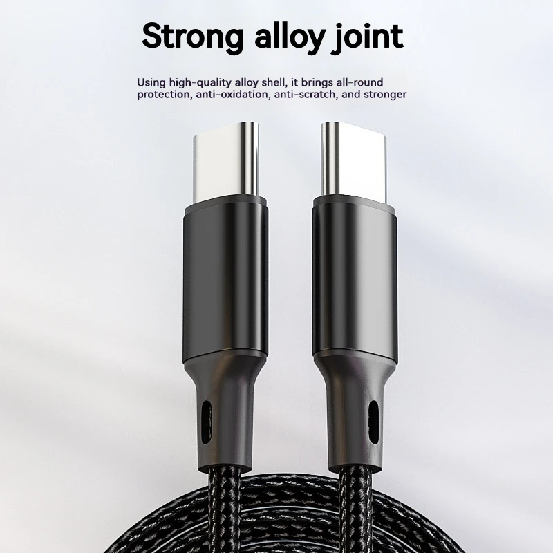 Kabel Data Tipe C ke C kepala ganda Pd60W kabel pengisi daya mobil Ctoc rajut pengisian cepat untuk ponsel Apple Laptop Huawei Xiaomi Tipe C