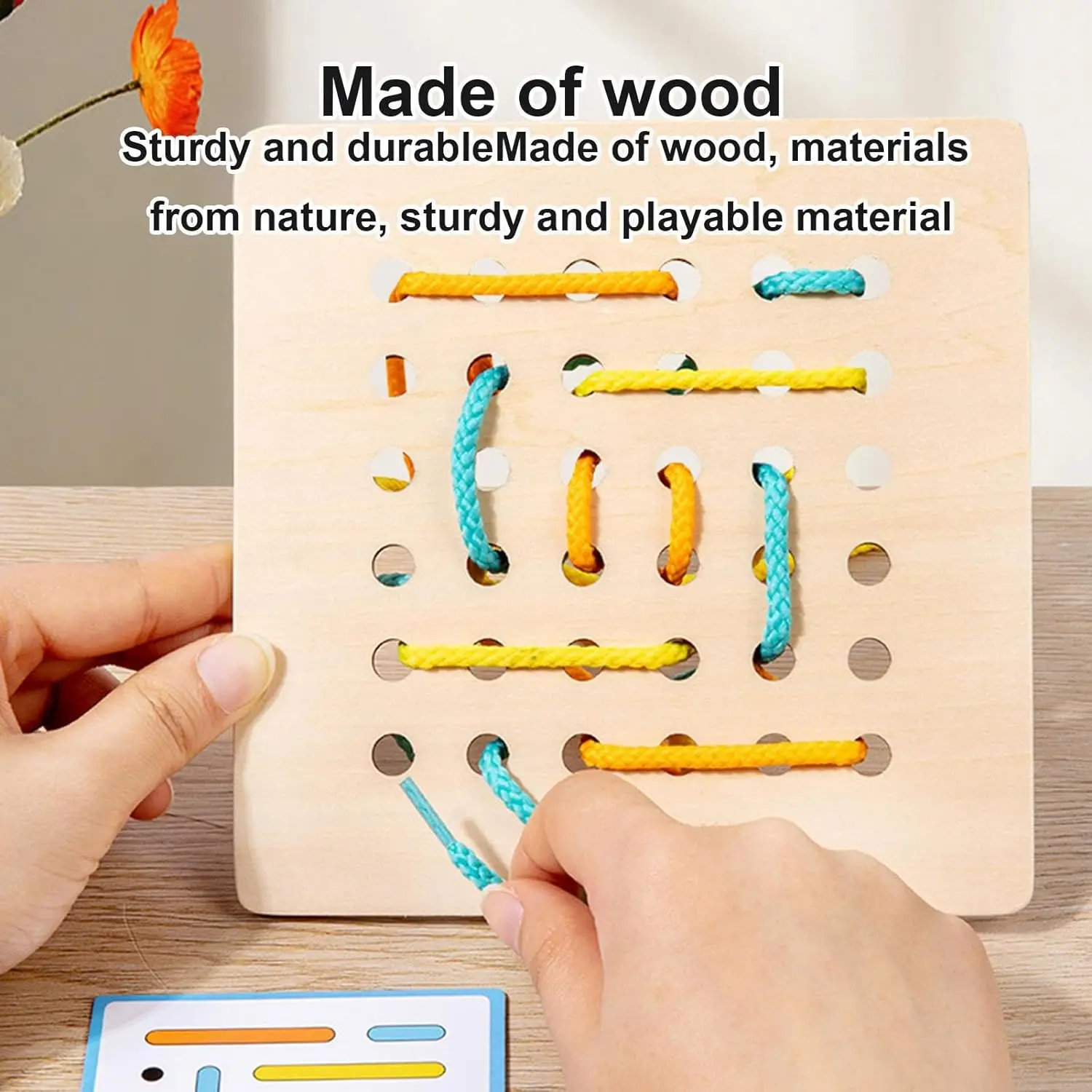 Kids Montessori Wooden Toys Rope Board Fine Motor Skill TrainingPuzzle Logical Thinking Social Games Early Education Aid For Kid