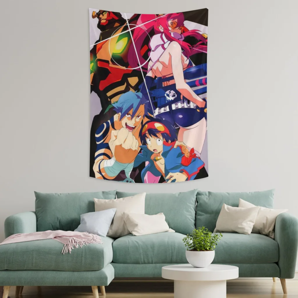 Tengen Toppa Gurren-Lagann Tapestries   Room Decoration Items Home Décor Bedroom Wall Decorating Cloth