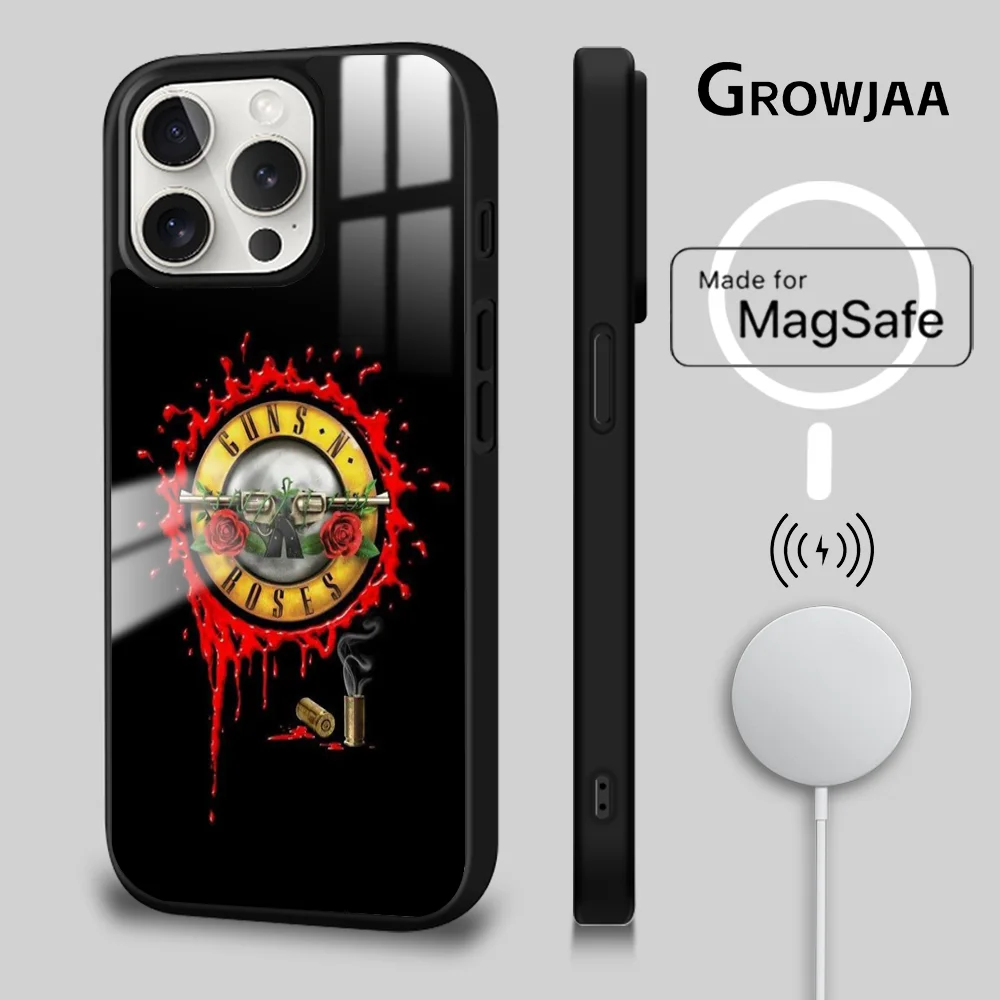 G-Guns N Roses Good Time Phone Case For iPhone 16 15 14 13 12 11 Pro Max Plus Mini Magsafe Mirror Wireless Magnetic Cover