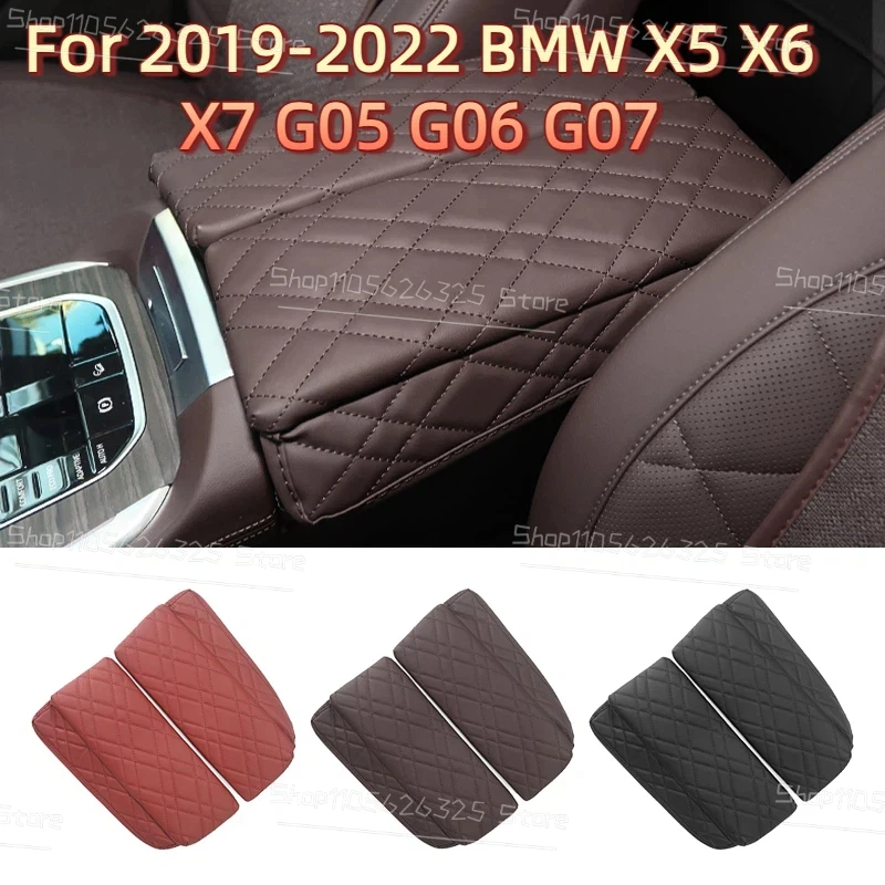 Image of Für BMW X5 X6 X7 G05 G06 G07 LHD Auto Armlehnenbox-Abdeckung PU-Leder Mittelkonsolen-Schutzpolster Auto-Innenausstattung Zubehör