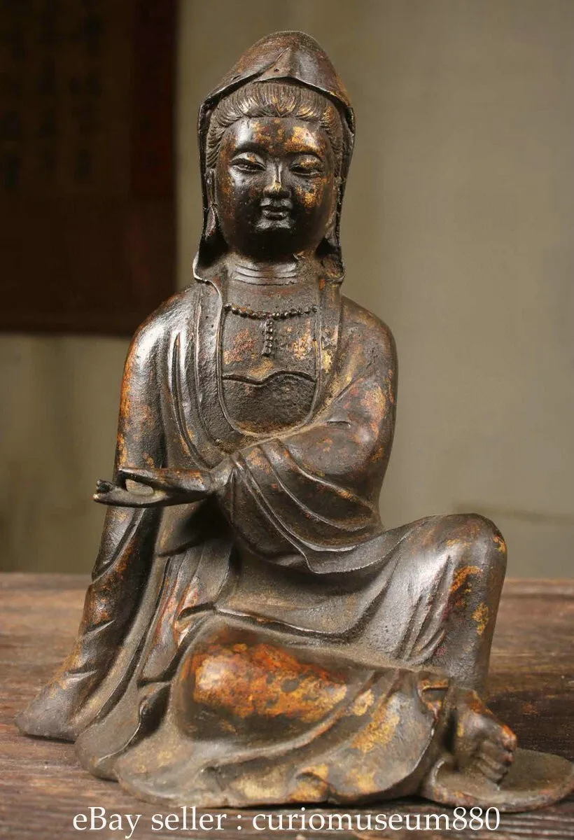 

8.8 inch Chinese Old Buddhist Copper Gold Plated Bodhisattva Statue Without Guanyin - Old Figure Sculpture