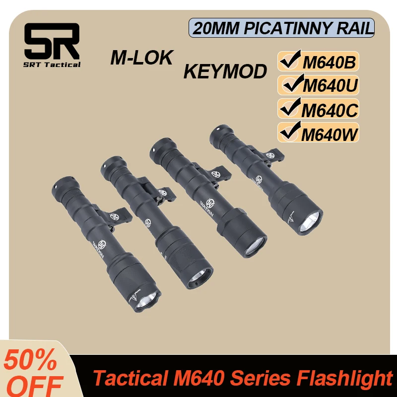 

WADSN Tactiical M640 Series Flashlight Airsoft Strobe Weapon Hunting Scout Light M-LOK Keymod Fit 20mm Picatinny Rail Accessory