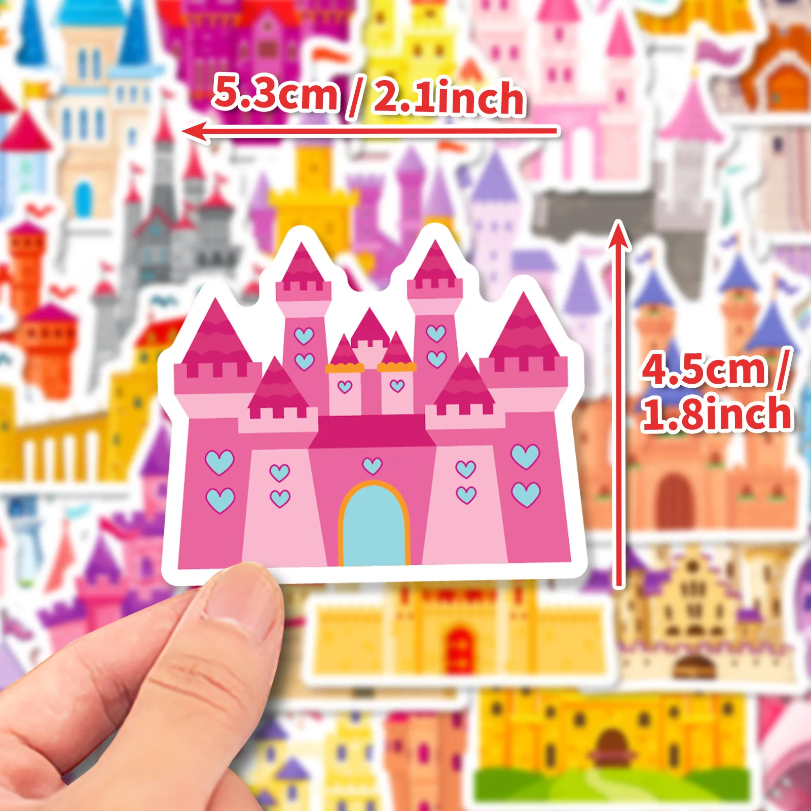 50pcs Children Girl Princess Magic Dream Pink Castle Cartoon Children Creative Graffiti Waterproof Sticker