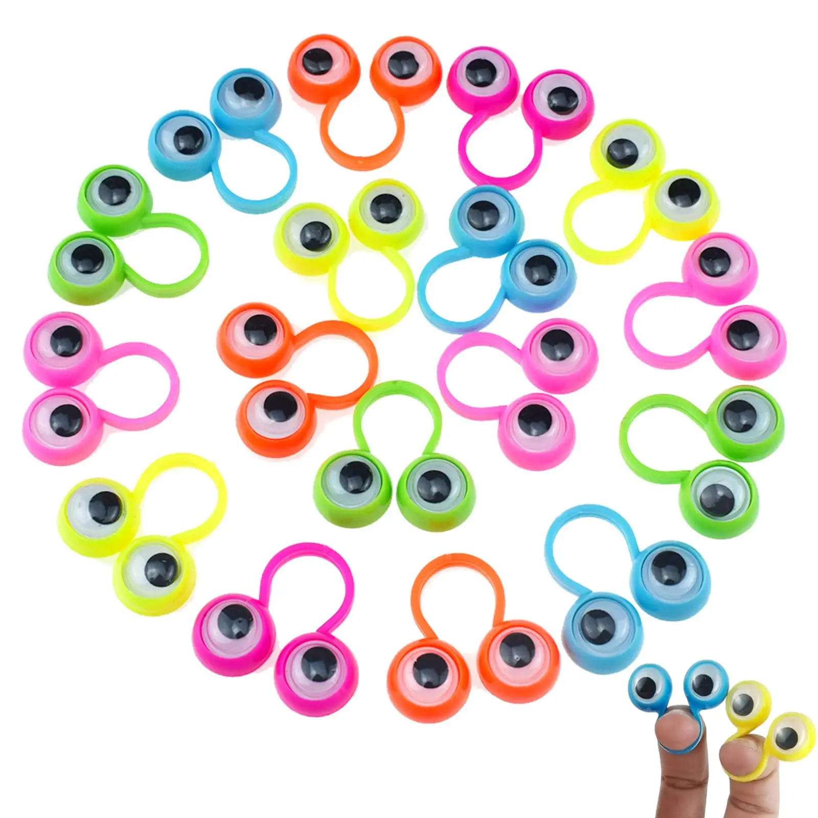 

100 PCS Eye Finger Puppets Toys Set, Wiggly Eyeball Finger Puppet Eye On Rings for Kids, Party Favors for Boys Girls