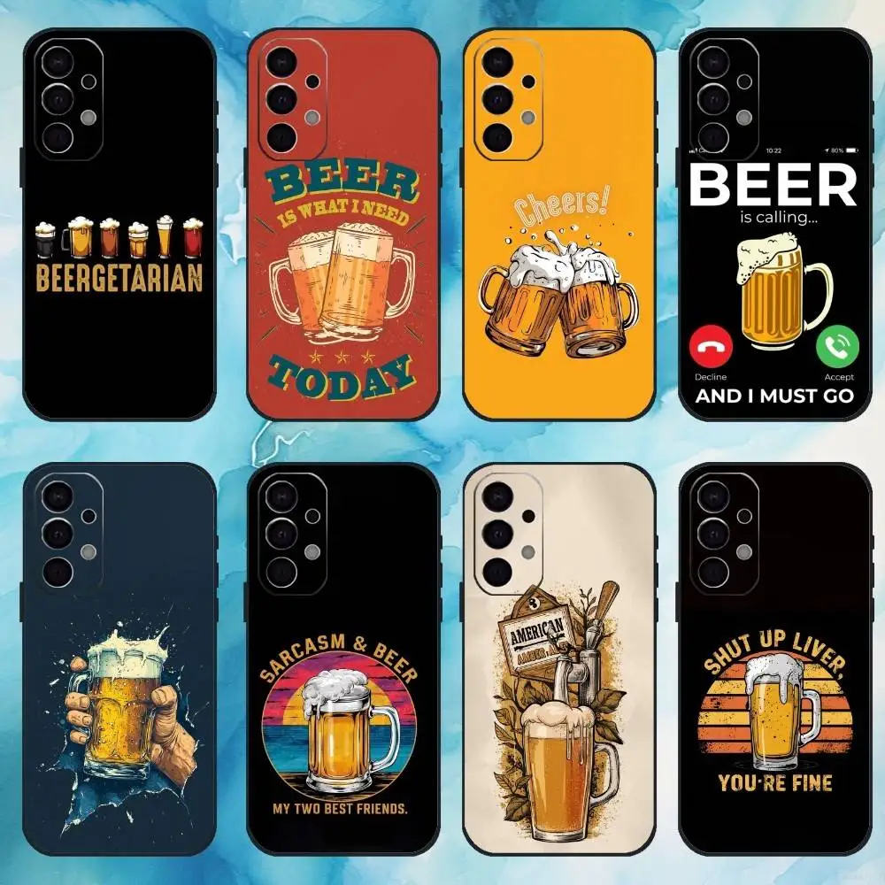 حافظة هاتف Beer Alcohol لهاتف سامسونج جالاكسي A73، A72، A71، A70، A53، A52، A51، غطاء أسود ناعم آخر #1